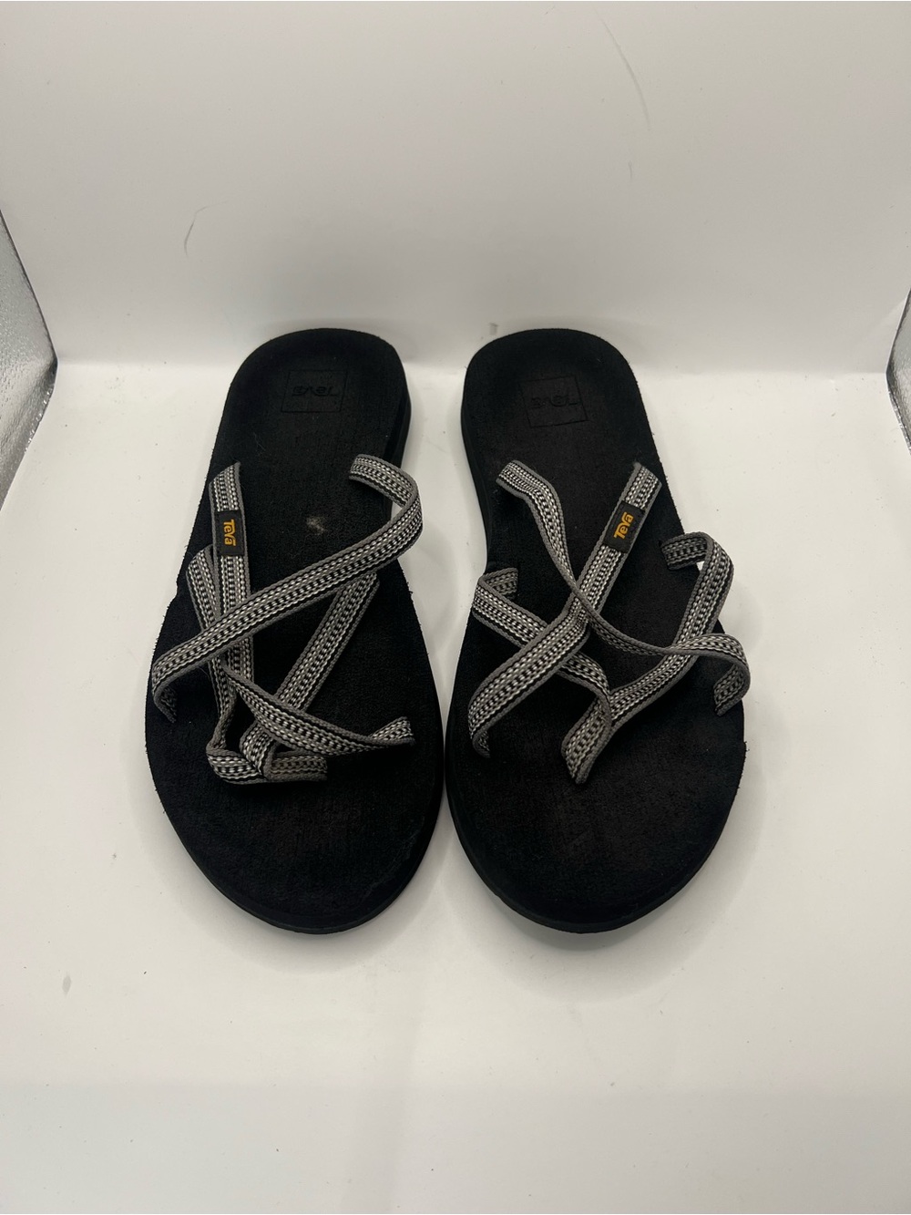 Teva Black Sandals with Gray Braided Straps